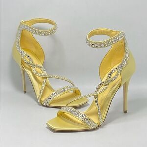 Alexander McQueen Crystal Satin Ankle-Cuff Cocktail Sandals size 36